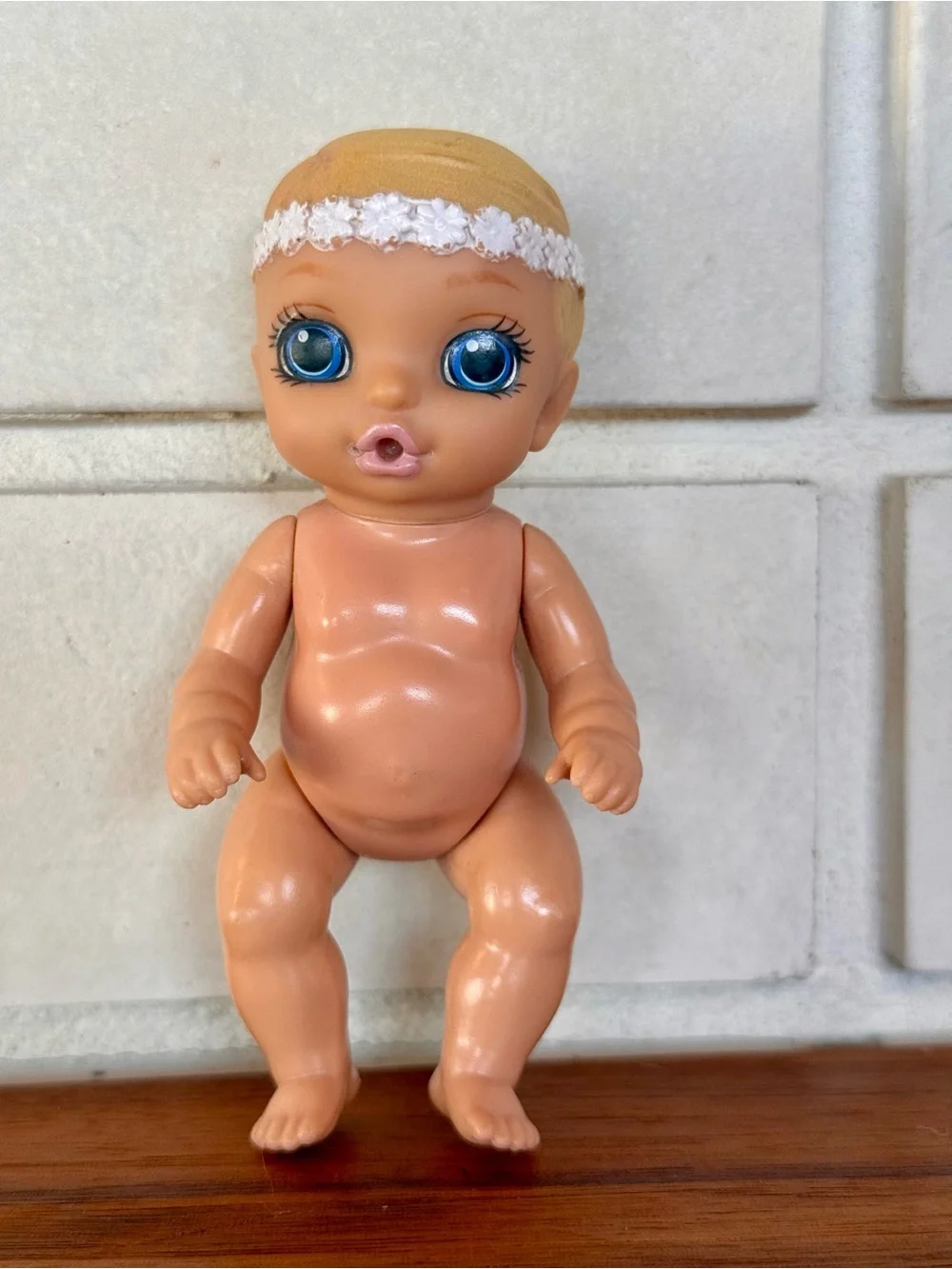 Zapf Creation Mini Baby Doll Figure * Blonde * Blue Eyes * Flower Headband